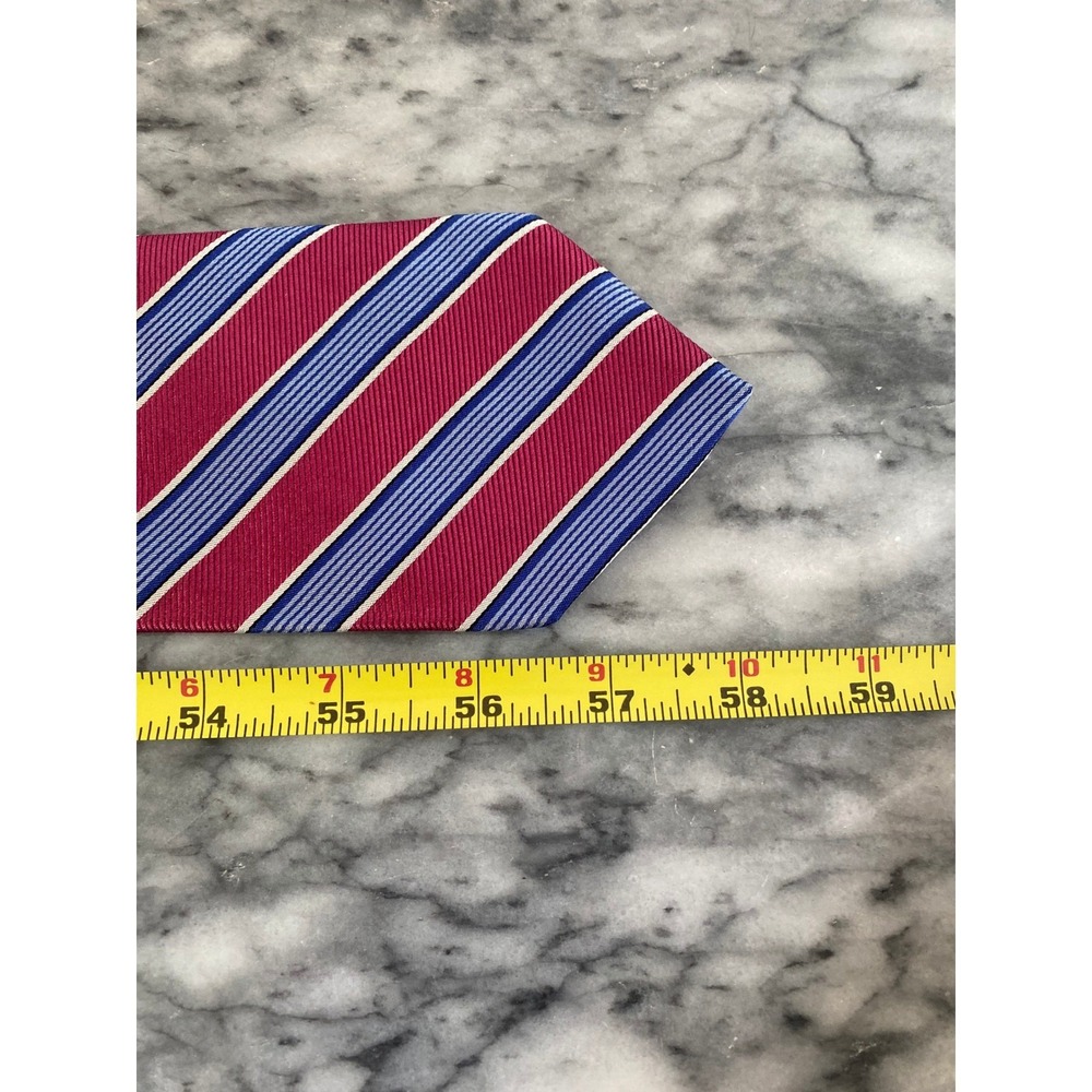 Brooks Brothers 346 Mens Silk Red Blue Regimental Stripe Classic Necktie - Picture 5 of 5